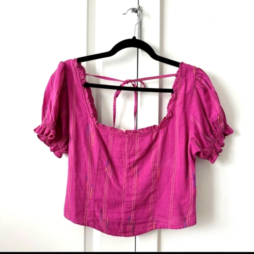 NWT Free People Cropped Striped Shirt Size XS